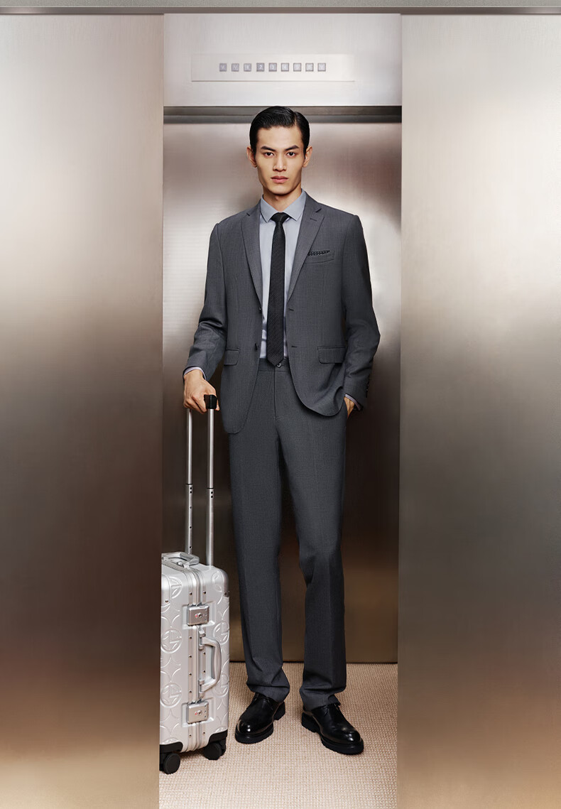 Goldlion [Ziyoux] Spring And Summer Men's Dress Pants, Machine Washable, Wool, Easy-Care Formal Trousers, Gray, Size 34 10