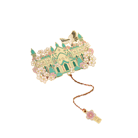 Ouliwen Classical Chinese Style Bookmark, Creative High-End Exquisite Metal Bookmark, Aesthetically Pleasing Cultural And Creative Gift for Students, Practical Clip for Teachers' Birthday And Graduation Season Present, Gude Temple