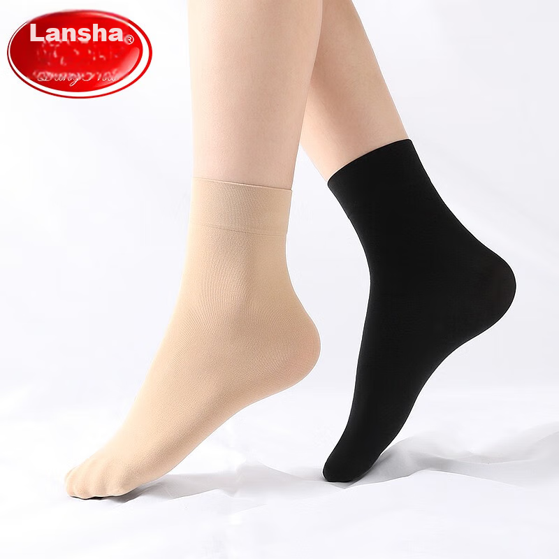LangSha Silk Stockings for Women, Mid-Length Socks, Spring And Autumn Season, Medium-Thick Velvet Mid-Calf Socks, Black And Flesh Color, Thickened, Anti-Snagging, Wear-Resistant, Antibacterial Socks for Wome