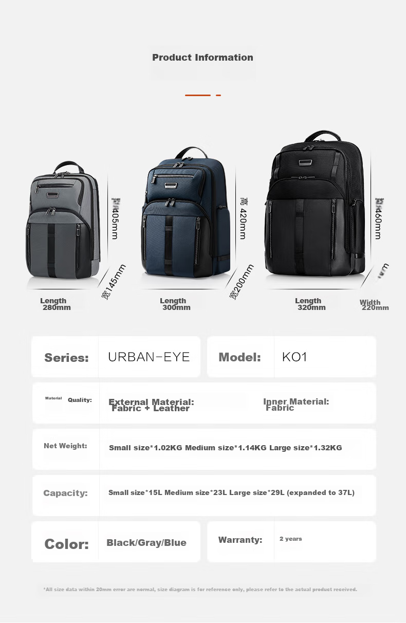 Xinxiuli Large Coffee Bag Men's Backpack, 15.6-Inch Laptop Bag, Business High-End Large Capacity Travel Bag, Father's Gift KO1 12