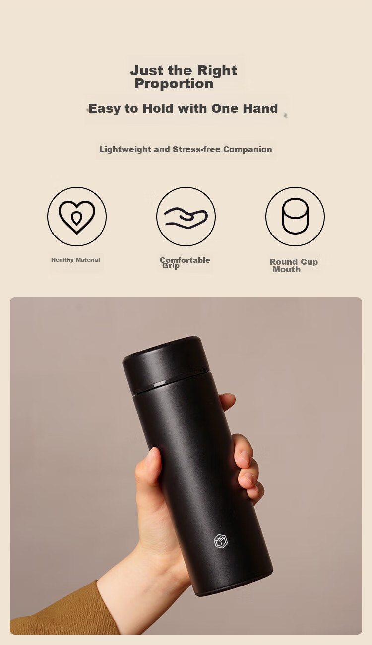 JD Original Insulated Cup, Portable Thermos for Hot And Cold Drinks, 304 Stainless Steel Cup for Male And Female Students, 400ml 4