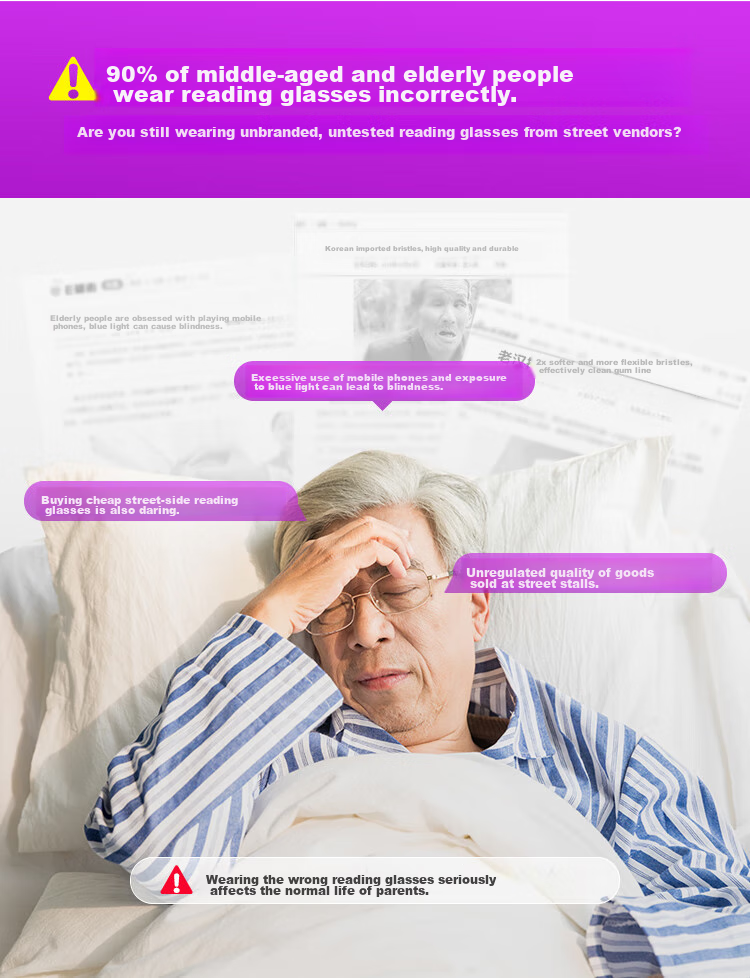 Mr. PuTian Anti-Blue Light Reading Glasses for Women, High-Definition Presbyopic Glasses for Elderly, Purple, 150 Degrees (50-54 Years Old) 4