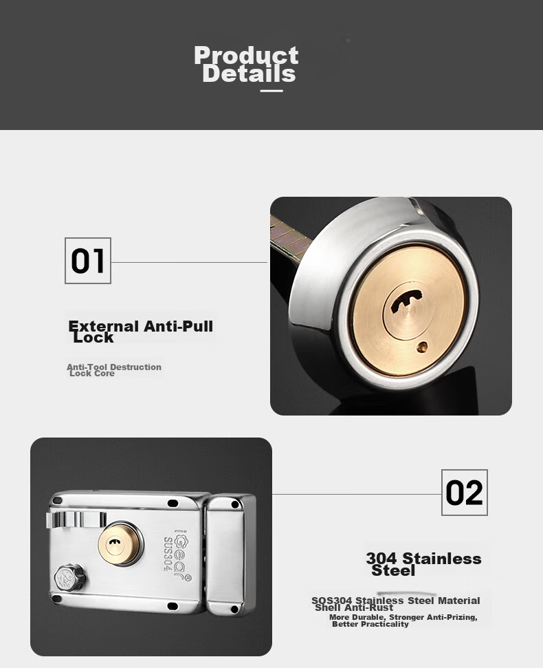 IGear Old-Style Door Lock, B-Grade Anti-Theft Exterior Door Lock, 304 Stainless Steel Wooden Door Iron Thickened Lock Body, Indoor Door Lock, Brushed Right Opening 10