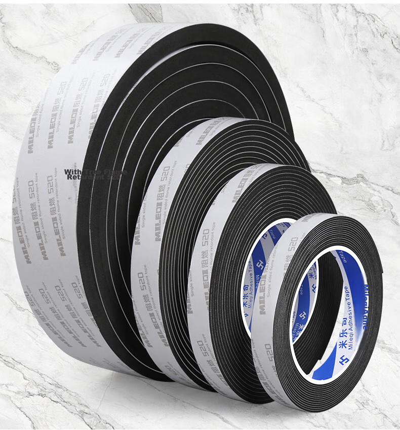Mileqi Single-Sided Flame-Retardant Foam Tape, Kitchen Stove Gap Filler, Waterproof Self-Adhesive Flame-Retardant Sealing, Shock-Absorbing, Black, 20mm Thick, 20mm Wide, 2m Long, 1 Roll Package 11