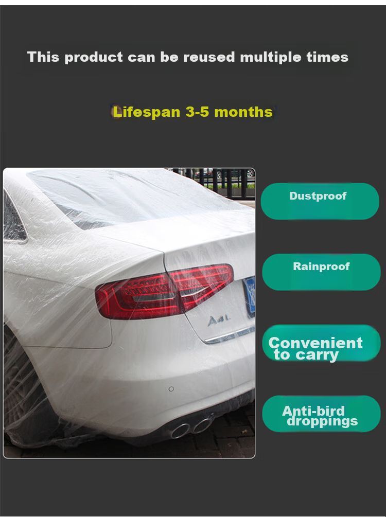 BWNK Disposable Car Cover, Waterproof And Dustproof, Plastic Transparent Car Cover, Thickened M Size [Compact Sedan] 6