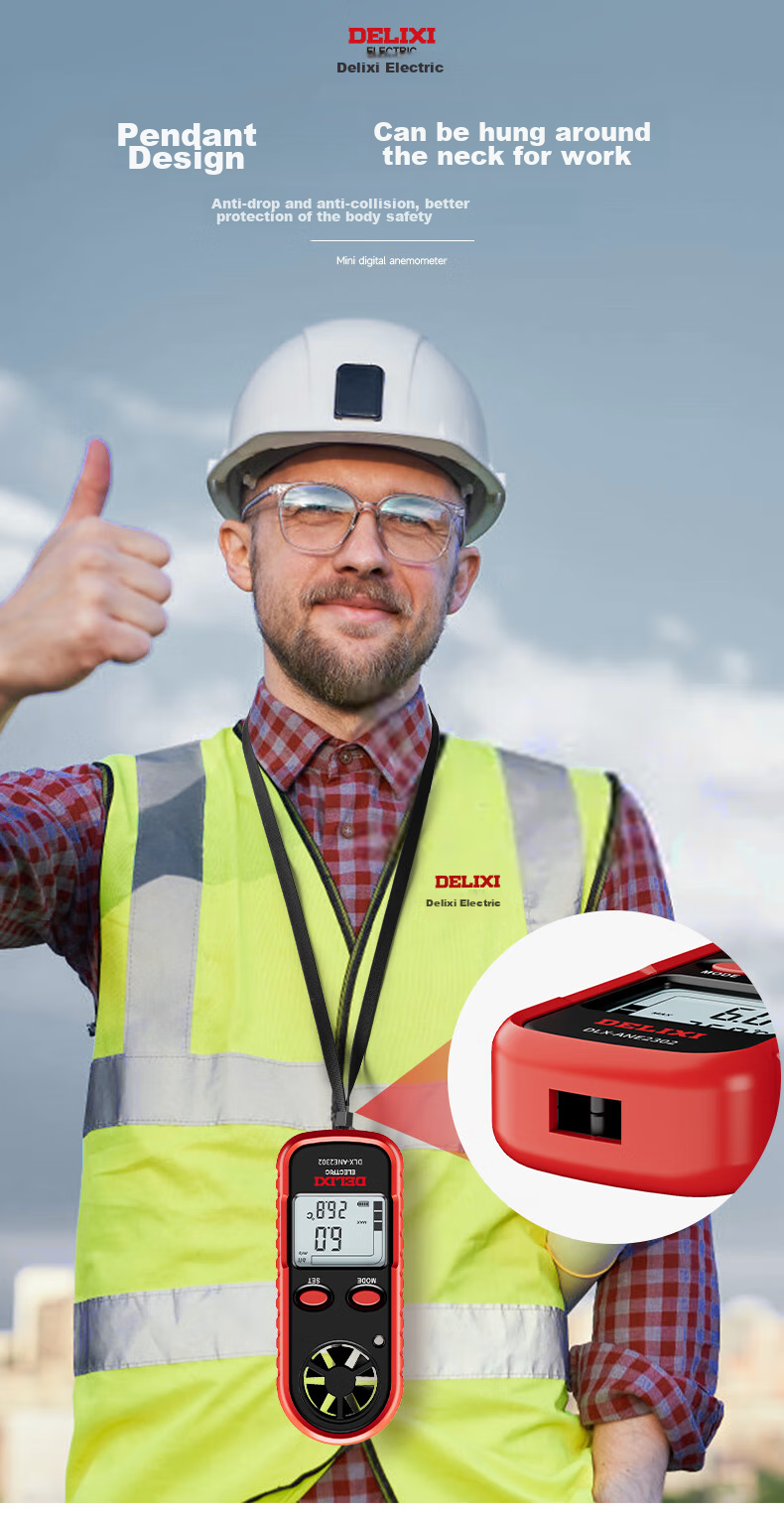 Delixi Electric Anemometer High-Precision Airflow Wind Speed Meter Wind Speed Sensor Handheld Wind Speed Measuring Instrument Wind Force Tester 14