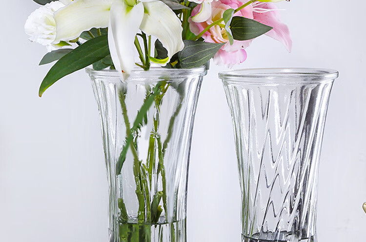 Jidukongjian Glass Vase, Living Room Decoration, Desktop Ornament, Hydroponic Flower Arrangement, Transparent Glass Vase, Diamond-Shaped, Lucky Bamboo 10