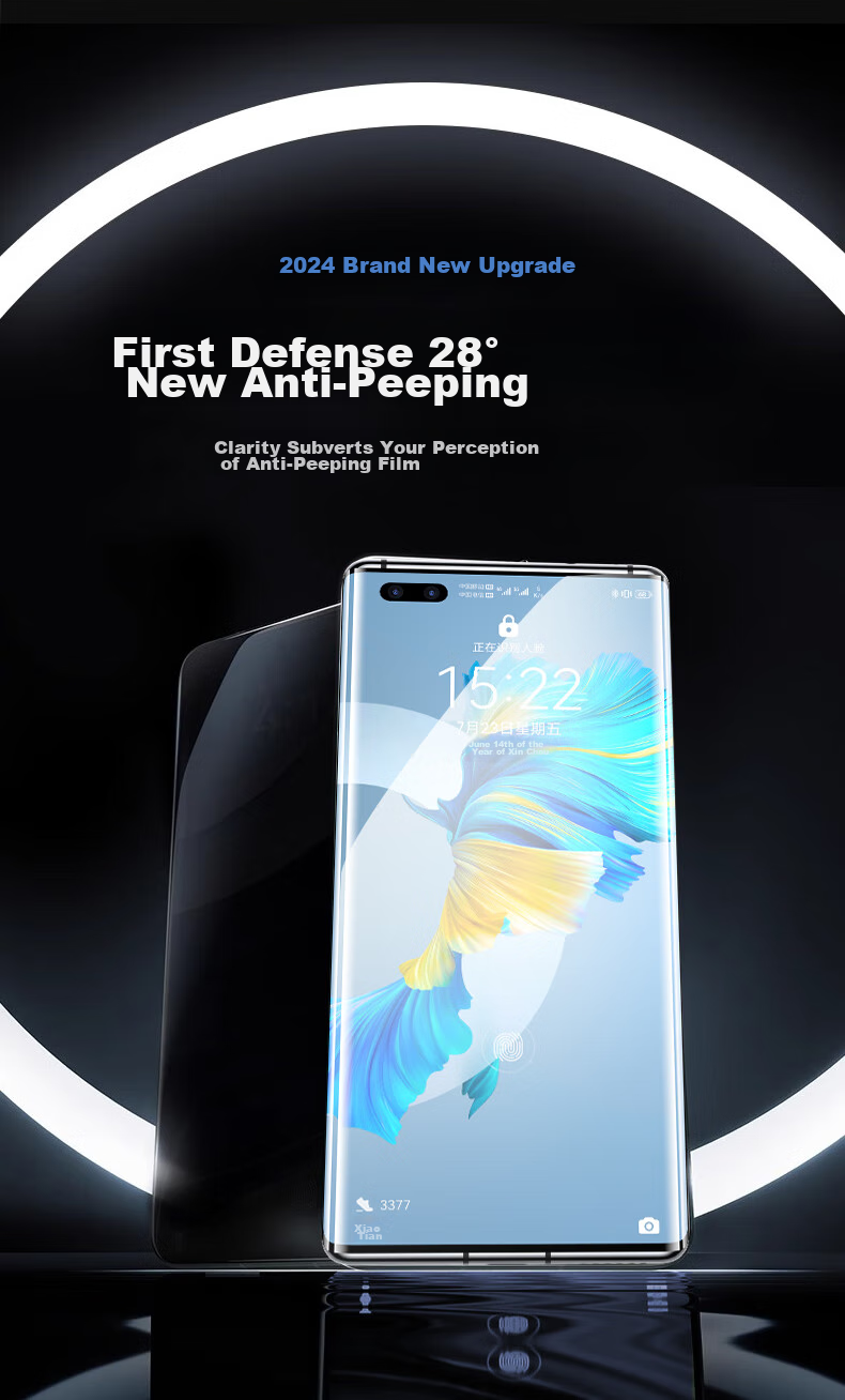 DIVI [28° True Privacy] Privacy Screen Protector for Huawei Mate40, Anti-Peeping Hydrogel Film for Mate40/40E, Full Coverage Non-Tempered Glass Film, Shatterproof Anti-Scratch Protective Film 5