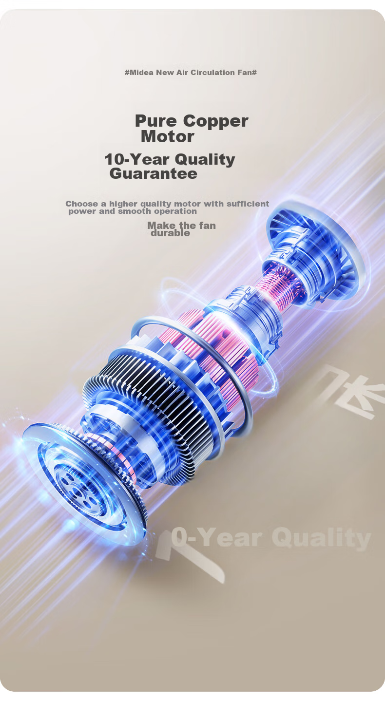 Midea [Storm Circulation] Air Circulator Fan, High Airflow Electric Fan, Floor Fan, Quiet Home Desktop Oscillating Fan, Bedroom Energy-Saving Small Fan, Gentle Wind Light Feather Fan FGA24TQ 25