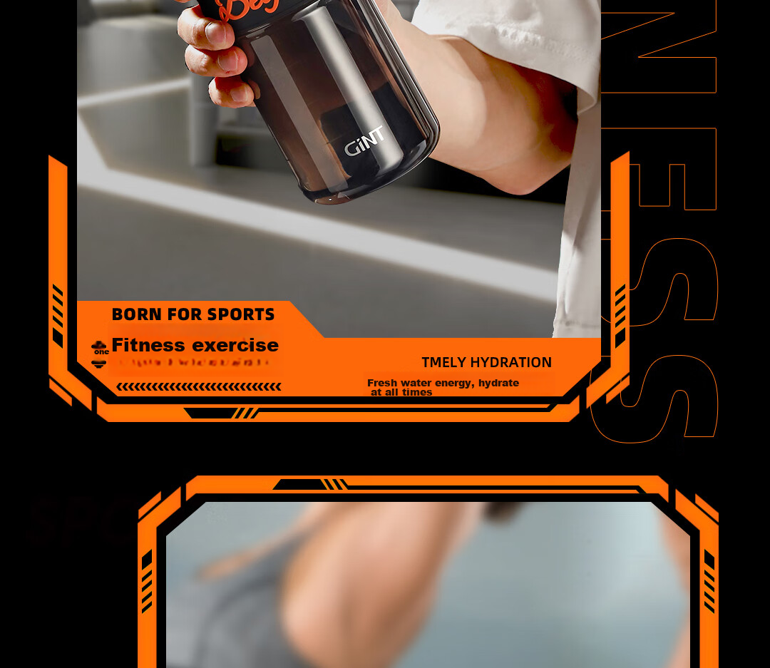 GiNT Sports Water Bottle, Large Capacity, Summer Student Use, Heat-Resistant Tritan Material, Portable, with Straw, Plastic Cup for Me 25
