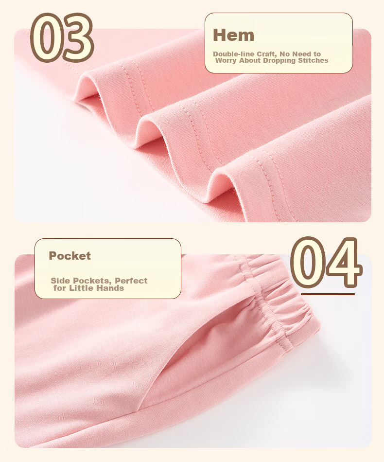 Fenteng Children's Pajamas, Girls' Brown Bear And Cony Rabbit Co-Branded Pure Cotton Sleepwear for Older Childre 18