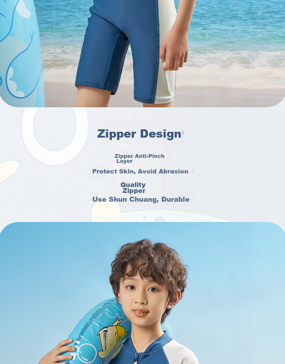 Li-Ning Children's Swimsuit, One-Piece Swimwear for Boys And Girls, Breathable Quick-Dry Surfing Suit, Model 926, Blue, Size 120 6