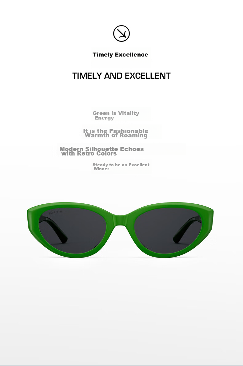 PARZIN Sunglasses, Fan Chengcheng Style Fashionable Cat-Eye Narrow Frame Glasses, Sun Protection Driving Sunglasses, PZ12733 8