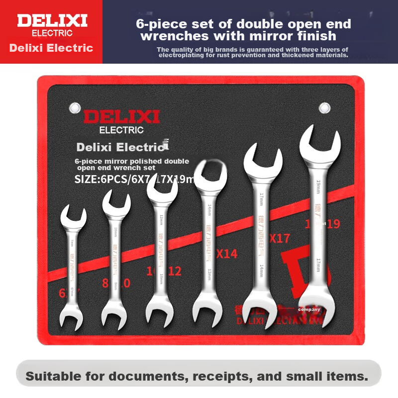 DELIXI ELECTRIC Wrench Set, Open-End Wrenches for Home And Car Repair, Labor-Saving Open-End Wrenches, 6-Piece Set