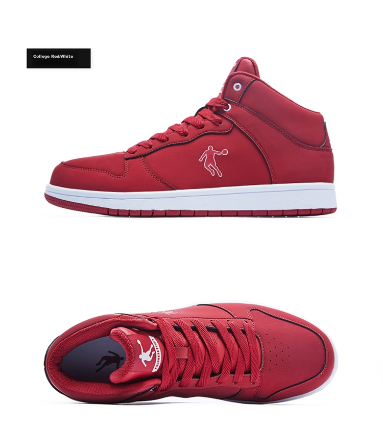 QIAODAN Men's Sneakers, Leather Upper, Air Force One Style, High-Top Skateboard Shoes, Casual Shoes 47