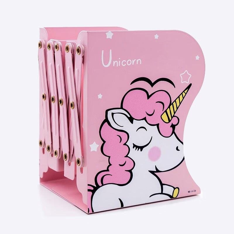 Kelangxinsheng Creative Extendable Bookshelf, Desktop Storage Rack for High School Students, Foldable Book Holder, Bookend, Unicorn Extendable Bookstand - Pink