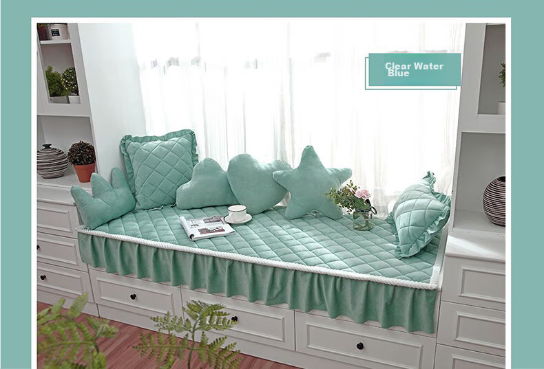 AVIVI Window Seat Cushion, Balcony Pad, All-Season Use, Rosewood Sofa Cushion Cover, Throw Pillow, 70*150 Cm, Sky Blue 7