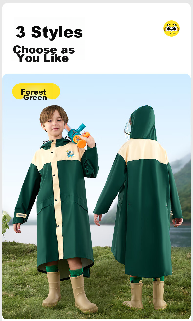 Moremerry Children's Raincoat for Boys And Girls with Backpack Space, Waterproof Breathable Baby Fashion Windbreaker Style Rain Poncho, Almond Yellow, 3XL 20