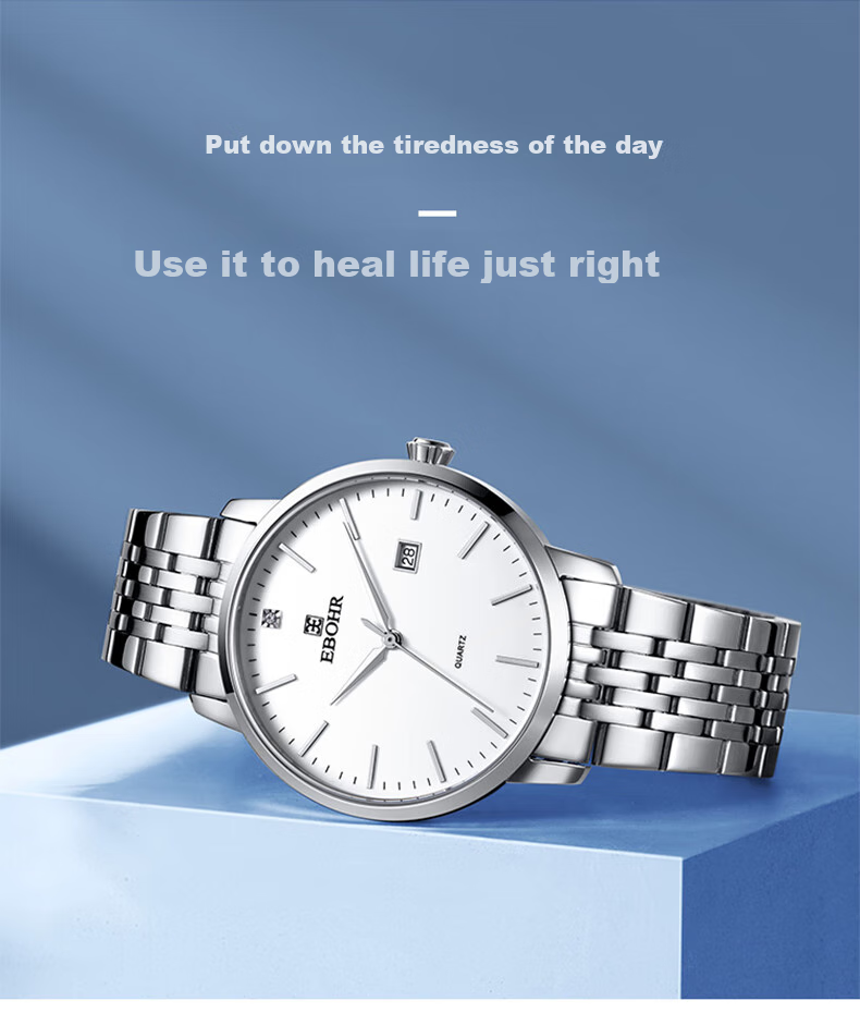 EBOHR Men's Watch, Master Series Simple Steel Strap Quartz Men's Watch, Birthday Mid-Autumn Festival Gift 50290413 4