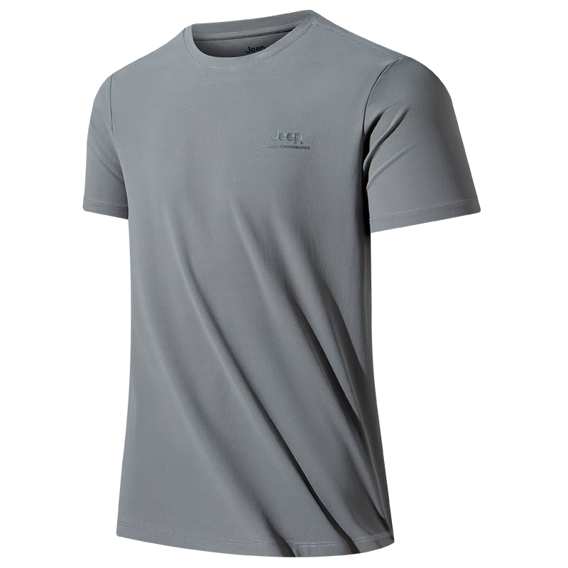 JEEP Men's Short-Sleeve T-Shirt, Outdoor Sports Breathable Quick-Dry Tee, Moisture-Wicking Short-Sleeve Top for Men, 565 Gray, Size L