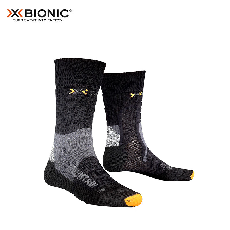 XBIONIC Moisture-Wicking Sports Hiking Mid-Calf Socks B000 Black 22.5cm-24(35-38)
