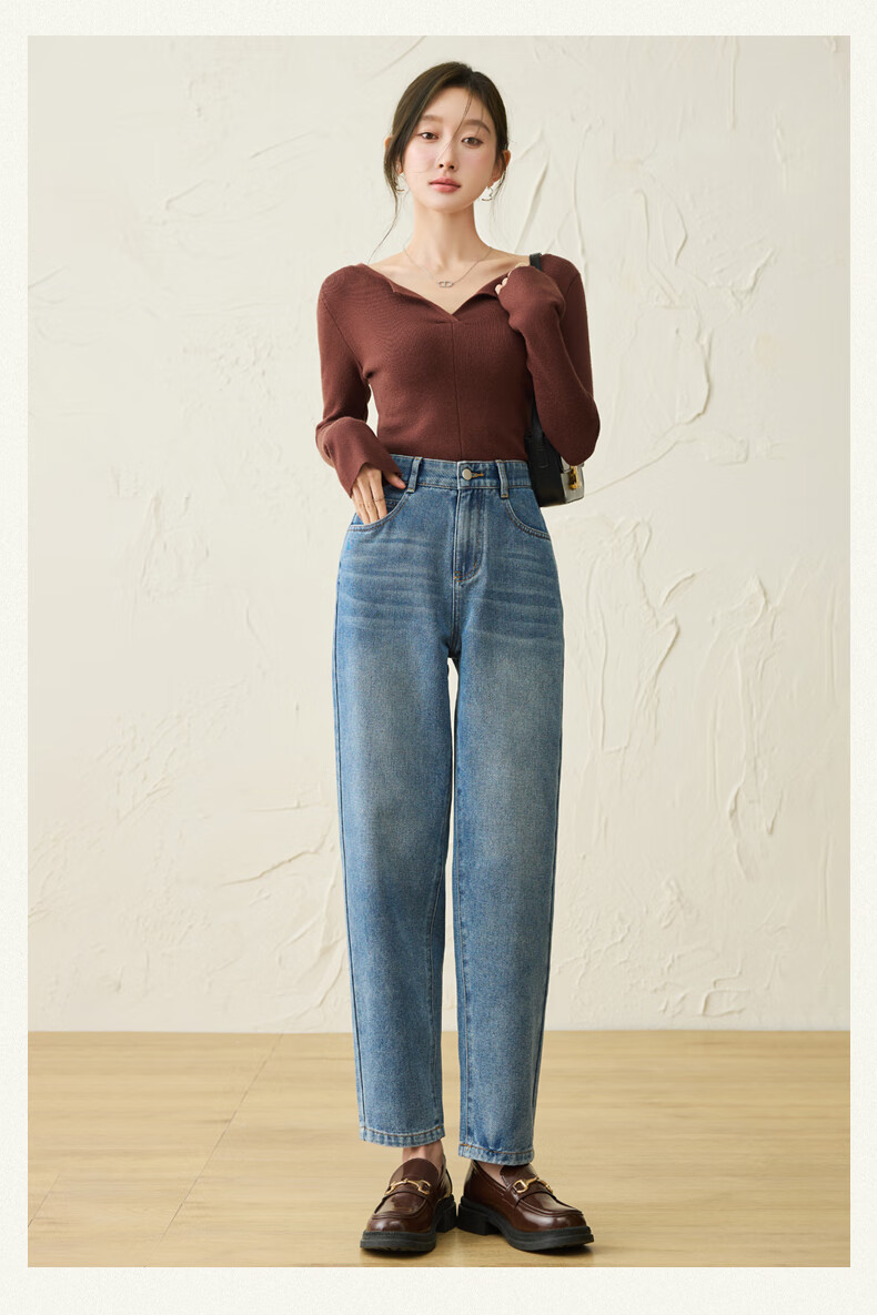 LangSha [New Retro Moisture-Wicking] Women's Jeans, Spring And Autumn New Style, High-Waisted Straight-Leg Cropped Tapered Harem Pants 15