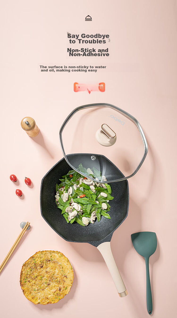 Debo [Douyin Trending] Non-Stick Wok with Titanium Coating, Versatile Frying And Stir-Frying Pan for Home Use, 32cm 3