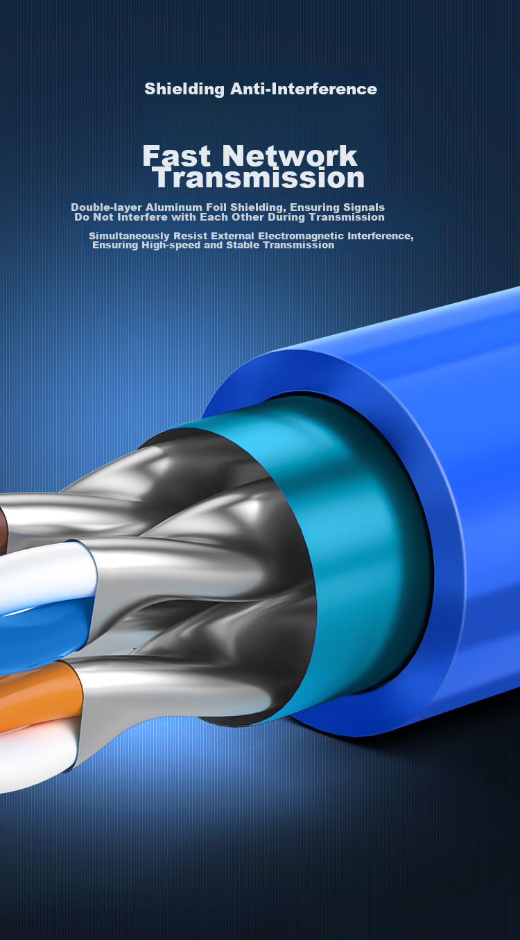 CHOOSEAL (CHOSEAL) Cat6A Double-Shielded Ethernet Cable, 10 Gigabit Anti-Interference Low Attenuation Pure Copper, Engineering And Home Network Broadband Cable, Blue, 50 Meters, QS2669BT50 10