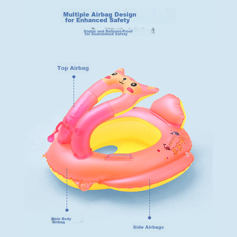 Yonglebao Children's Safety Seat Belt, Anti-Rollover And Anti-Fall Multi-Airbag Swim Ring for Babies, Size S, Blue/pink Randomly Sent