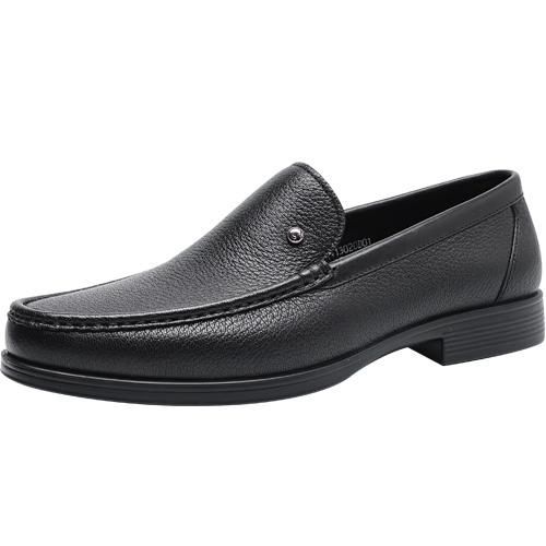 C.BANNER Men's New Style Top-Layer Sheepskin Slip-On Business Casual Leather Shoes, Dad Shoes, Black, Size 40