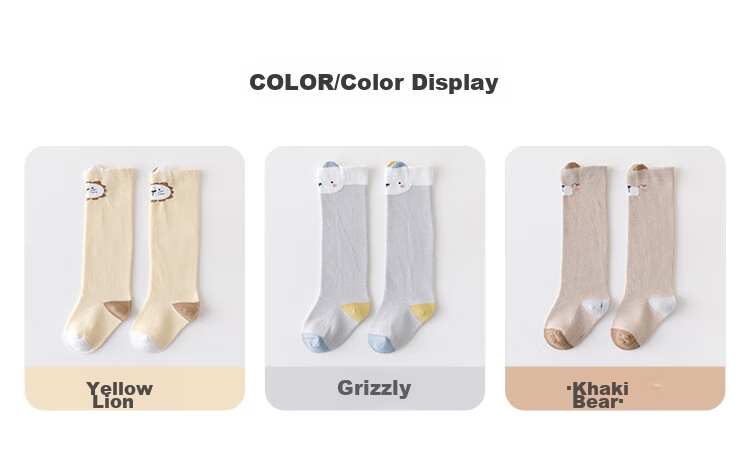 Aibaoshi Baby Socks Spring And Autumn Style, 0-1 Year Old Infant Over-Knee Long Socks, Newborn Socks, Size S, 3 Pairs Pack, Animal Pattern S569 3