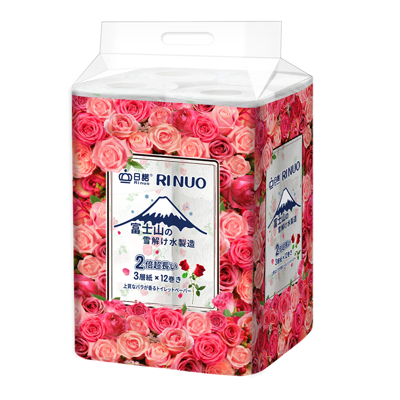 Rinuo Japanese Imported Rose Scented Toilet Paper, Water-Soluble And Quick-Dissolving, Core Roll Paper with Printed Pattern, 1 Pack