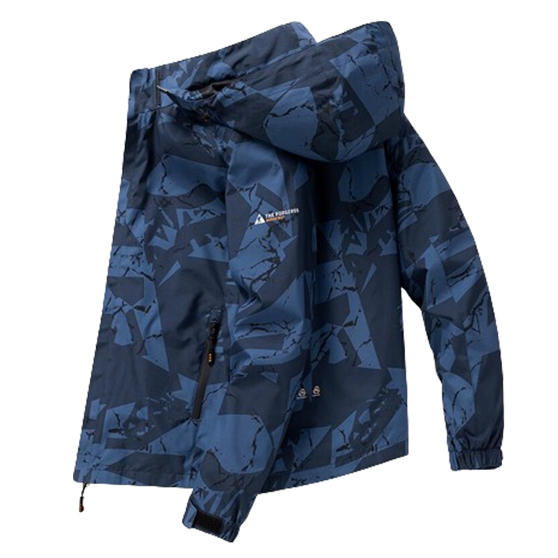 JEEP SPIRIT Men's Windproof Hooded Jacket for Spring And Autumn, Mountaineering And Sports Outerwear, Black, Size L
