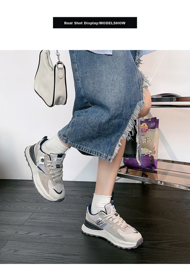ZHR Dad Shoes for Women, Couples' Thick-Soled Heightening Casual Shoes, Fashionable Sports Shoes for Men And Women, G666 Gray Blue, Size 38 14
