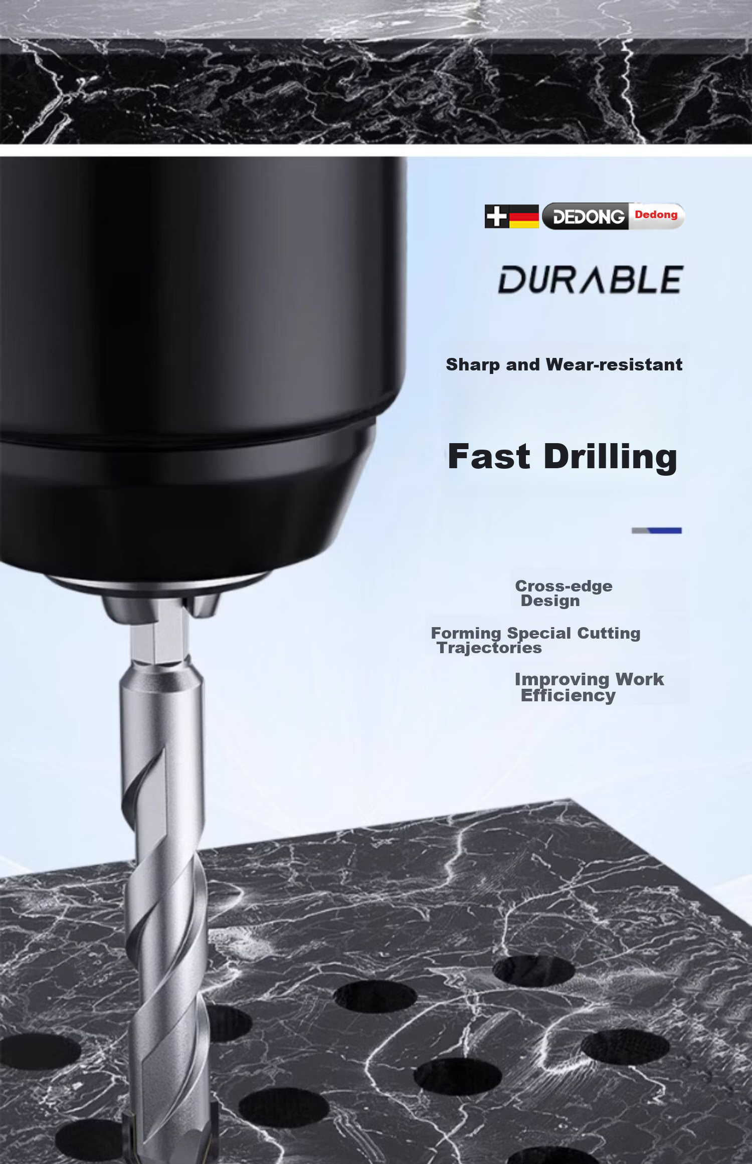 Dedong Ceramic Tile Drill Bit Eccentric Offset Head Concrete Super Hard Special Triangular Ceramic Alloy Drill for Cement Glass 10