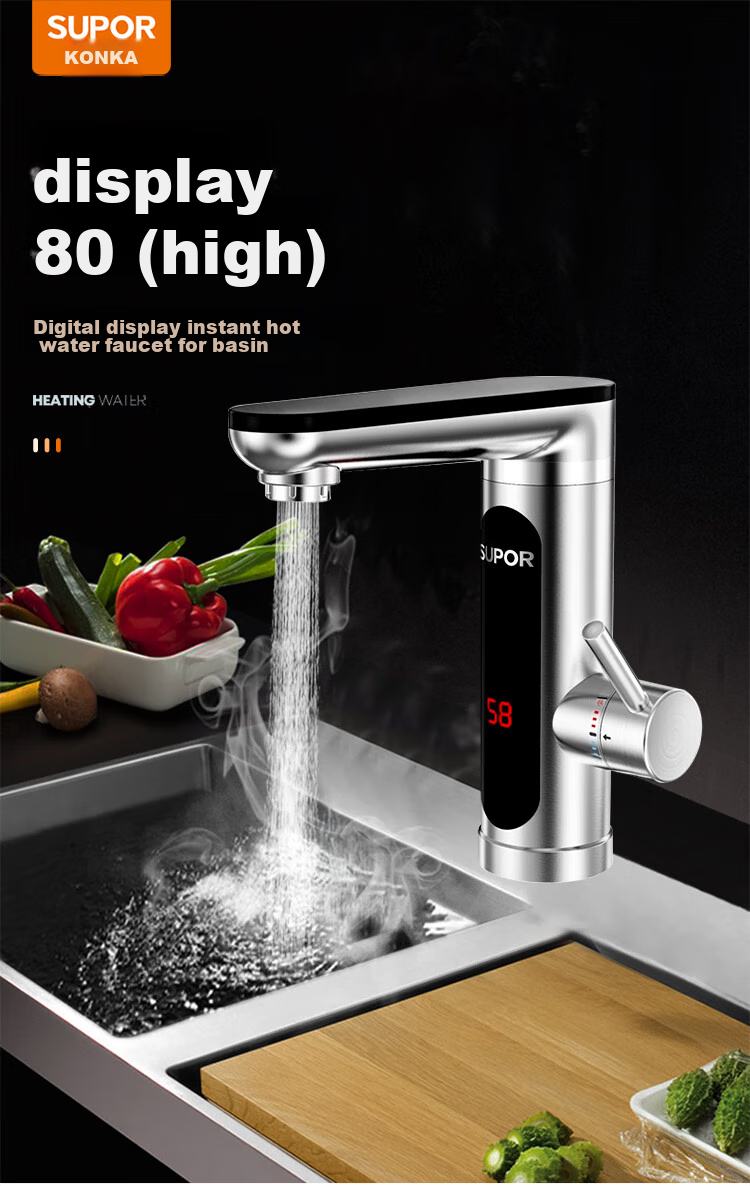 SUPOR Electric Water Heater with Instant Heating, Fast Kitchen Hot Water Dispenser, Household Stainless Steel Model, 3000W 1