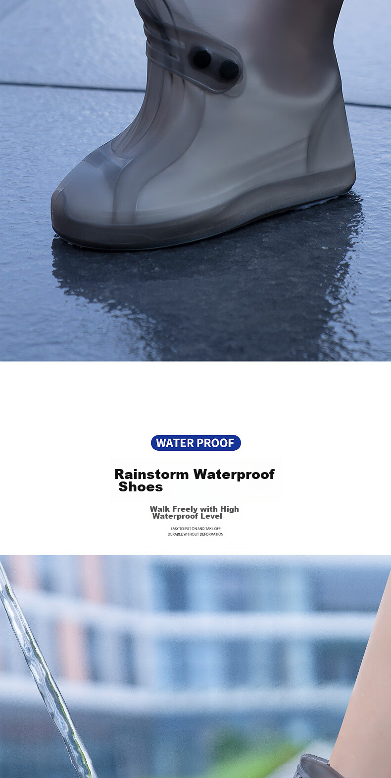 BWNK Waterproof And Rainproof Shoe Covers for Men And Women, Straight Tube Non-Slip Thickened Wear-Resistant, Brown, Size 34-36 4
