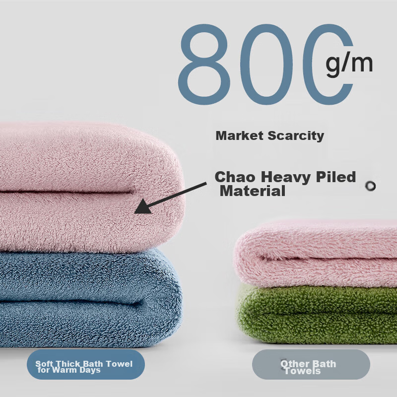 UCHINO Soft 800g Thick Bath Towel, Absorbent Home Use Bath Towel, Couple Style Large Towel, Glass Blue + Laundry Bag