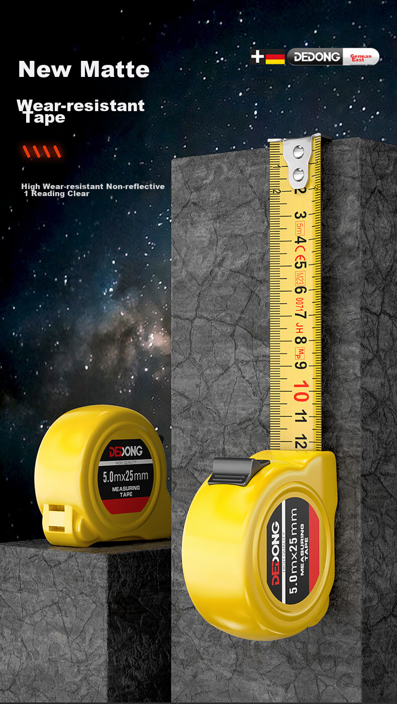 Dedong Steel Tape Measure, Authentic Precision Meter Ruler Box Ruler Stainless Steel Construction Site Engineering Special Anti-Cut Hand Ring Ruler High Precisio 7
