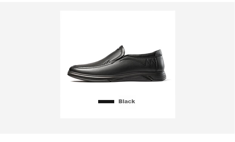LAORENTOU Leather Shoes for Men, Business Casual Shoes, Top-Grain Cowhide Slip-On Loafers, Durable Men's Footwear LA12062 Black Size 40 13