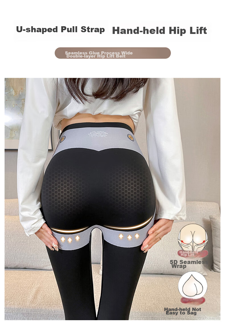 XUEXIMAN Thin Fleece Shark Leggings for Women, High-Waisted Tummy Control And Butt-Lifting Pants with Magic Fleece Lining for Autumn And Winter, Slim-Fit Tight-Fitting Leggings for Outer Wear 5