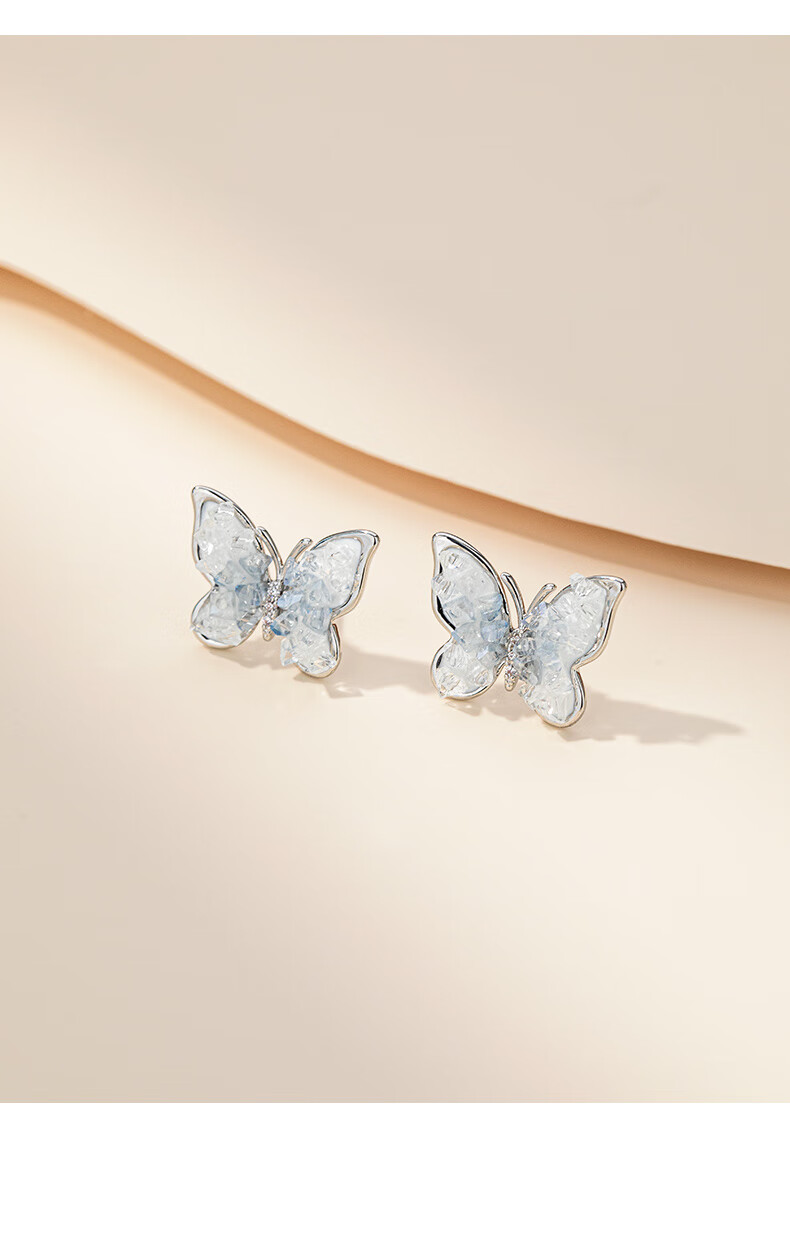 Qlady Crystal Butterfly Elegant Stud Earrings for Women, Pure Silver Earrings, New Style 2026 New Year High-End Silver Jewelry Earrings, Unique Ear Studs 11