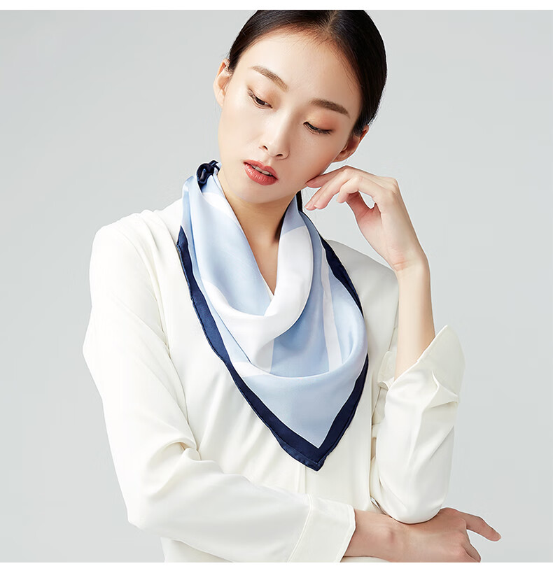 Zhijinlou Silk Scarf for Women, 100% Mulberry Silk Square Scarf, Versatile Silk Decorative Wrap, Birthday Gift 13