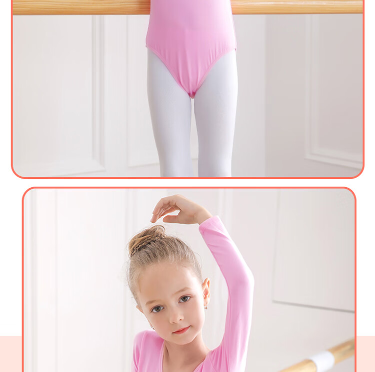 Aiwuge Children's Dance Leotard, Girls' Ballet Practice Outfit, Long-Sleeve One-Piece Dance Costume for Girls, Exam Uniform, Size 130 12