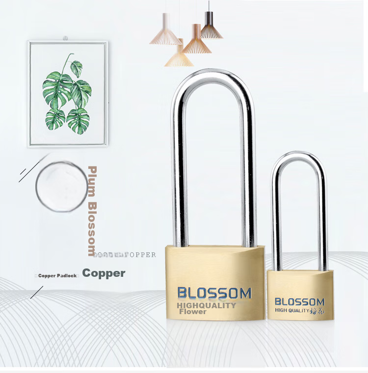 BLOSSOM Copper Padlock, U-Shaped Lock, Waterproof And Rust-Resistant Long-Shaft Door Lock, Cabinet Door Lock 55MM BC076L 1