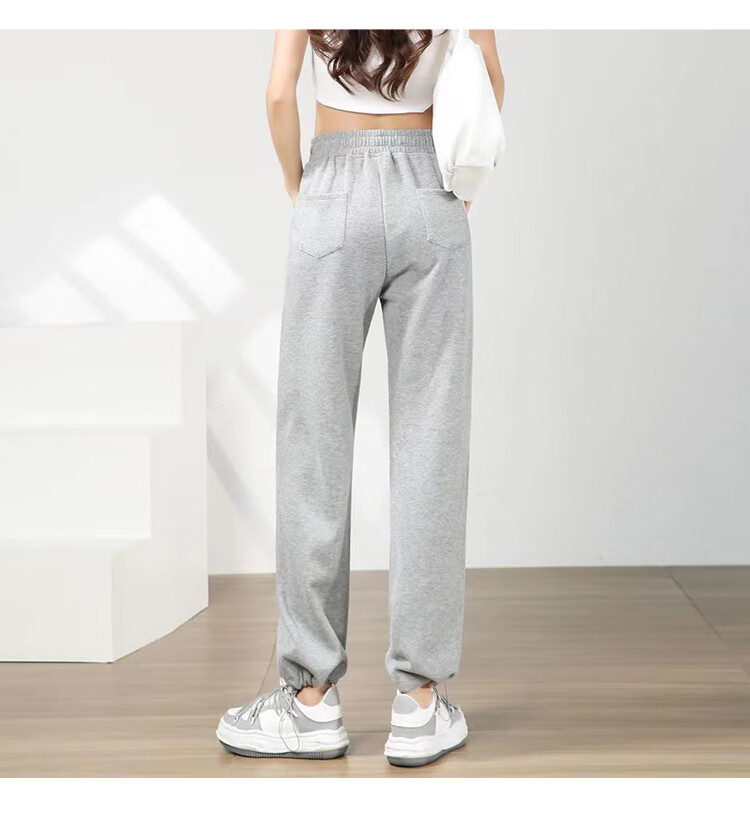 Jeanswest Casual Pants for Women, High-Waisted Loose-Fitting Slimming Joggers, Summer Sports Pants with Drawstring Waist, Dark Gray, Size L 13