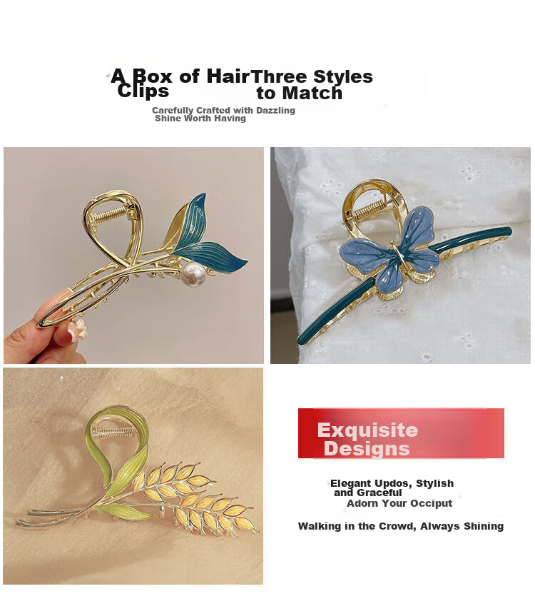 Dijing Hair Clip, High-End Hair Accessory for Women, 2026 New Style Wheat Ear Shark Clip, Back of Head Clip, Birthday Gift for Girlfriend 3