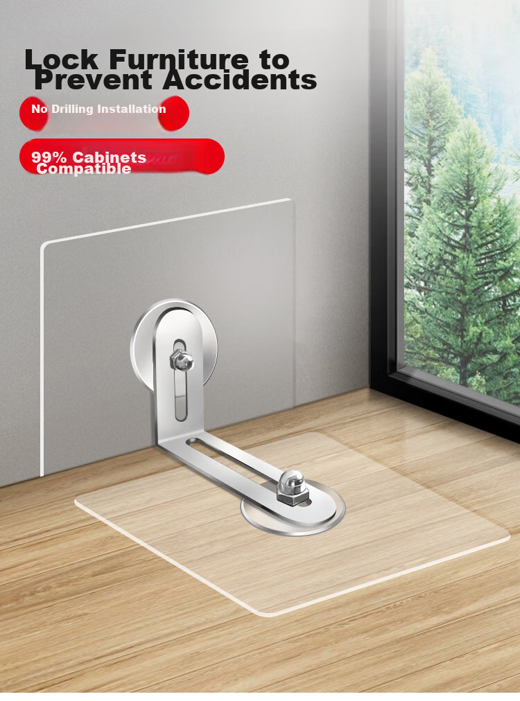 Chaoji Jia Pin Anti-Tipping Device, No Drilling Required, Bookshelf Cabinet Anti-Fall Shoe Cabinet Wardrobe Fixer, Metal Screws Wall-Mounted 1