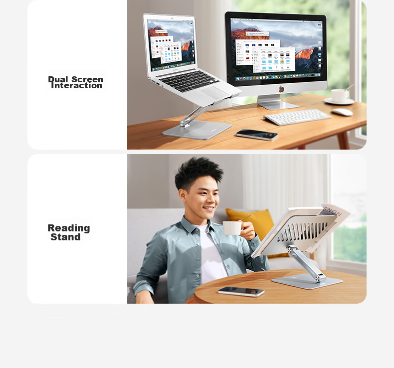 UGREEN Laptop Stand, Computer Desk Stand, Cooling Rack, Vertical Adjustable Height Riser, Aluminum Alloy Bracket, Compatible with Apple Macbook, Huawei, Lenovo Legion, Xiaoxi 23