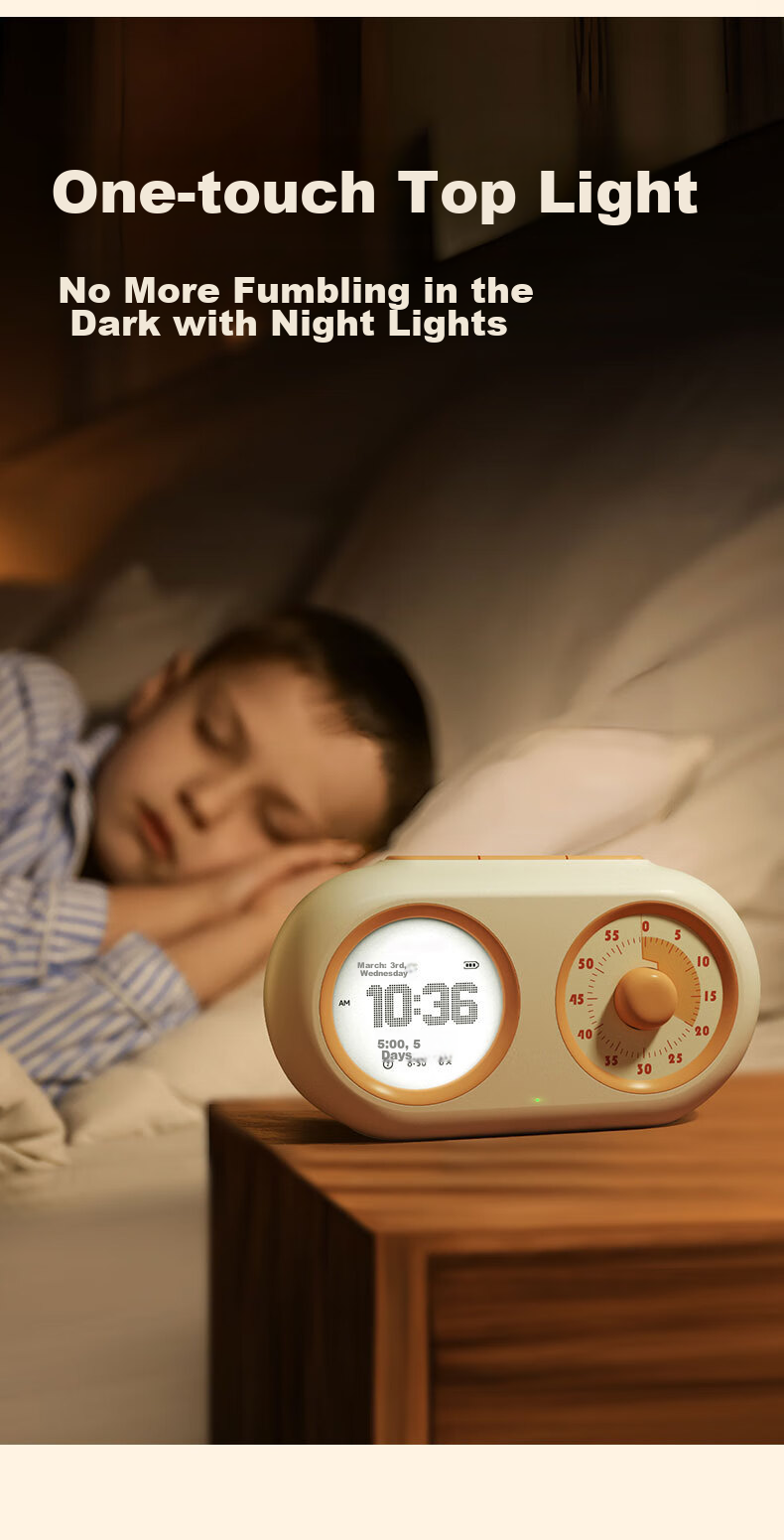Deli Visual Smart Alarm Clock Timer, Student-Specific Wake-Up Device with Backlight Bedside Clock And Thermometer, Essential for Back-To And Graduation Seasons, LE107 White Gift 27